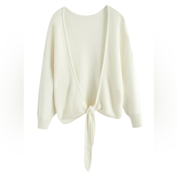 27 Miles Malibu Windsor Reversible Tie Front Cardigan In Cloud - Picture 4 of 16